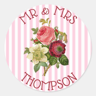 Personalized Mr & Mrs Roses Floral Chic Stickers