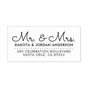 Personalized Mr & Mrs Script Wedding Return Addres Rubber Stamp