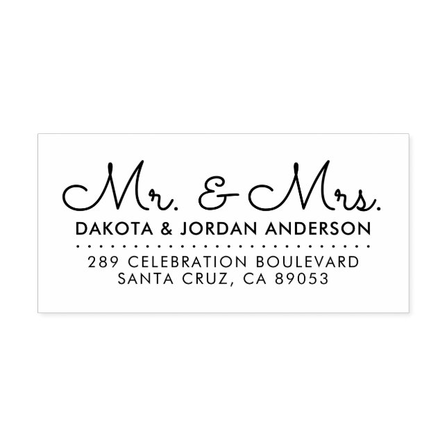 Personalized Mr & Mrs Script Wedding Return Addres Rubber Stamp (Imprint)
