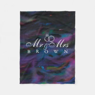 Personalized Mr & Mrs smokey purples water color Fleece Blanket