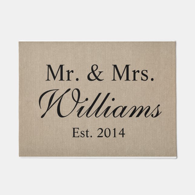 Personalized Mr. & Mrs. Wedding Doormat (Front)