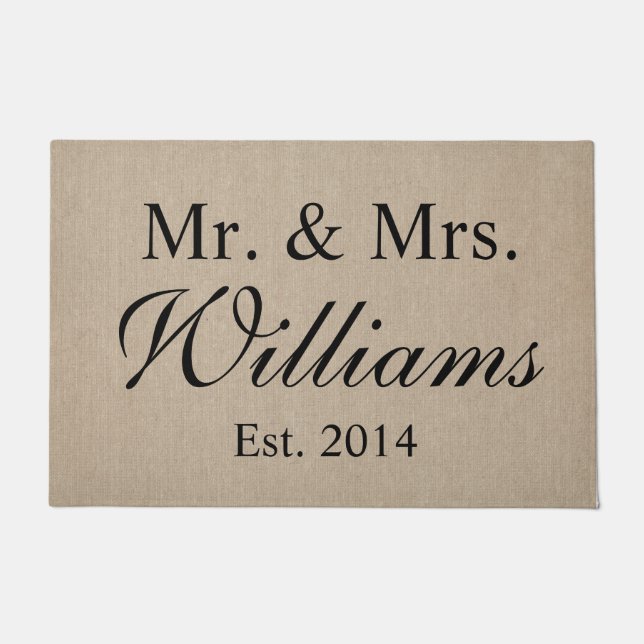 Personalized Mr. & Mrs. Wedding Doormat (Front)