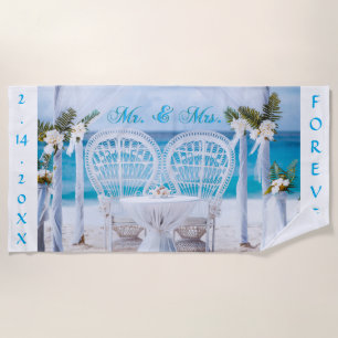Personalized Mr & Mrs with Dates Beach Towel