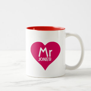 Personalized Mr Mug in red heart