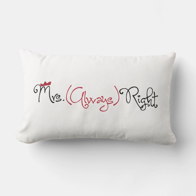 Personalized Mrs. Always Right Lumbar Pillow (Front)