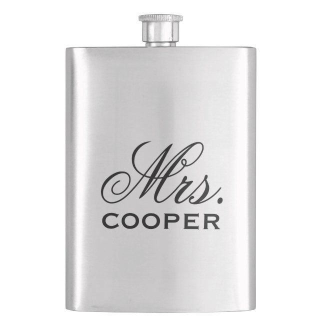 Personalized Mrs. Bride Wedding Keepsake Hip Flask (Front)