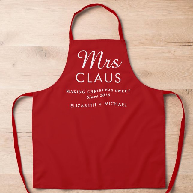 Personalized Mrs Claus Christmas Baking Apron (Personalized Mrs Claus Christmas Baking Apron)