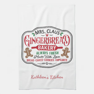 Personalized Mrs Claus Christmas Cookie Baking Kitchen Towel