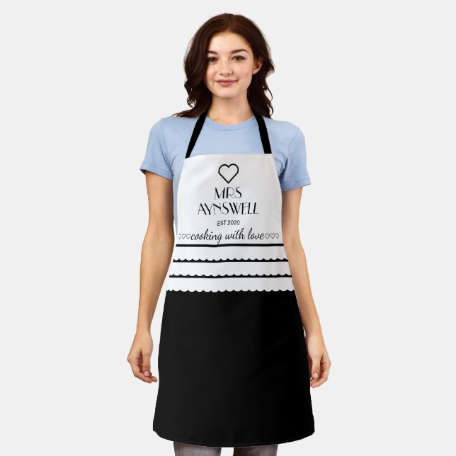 Personalized Mrs Cooking With Love Black Apron (Worn)