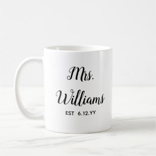 Personalized Mrs Est Your Date Bride Gift Custom Coffee Mug