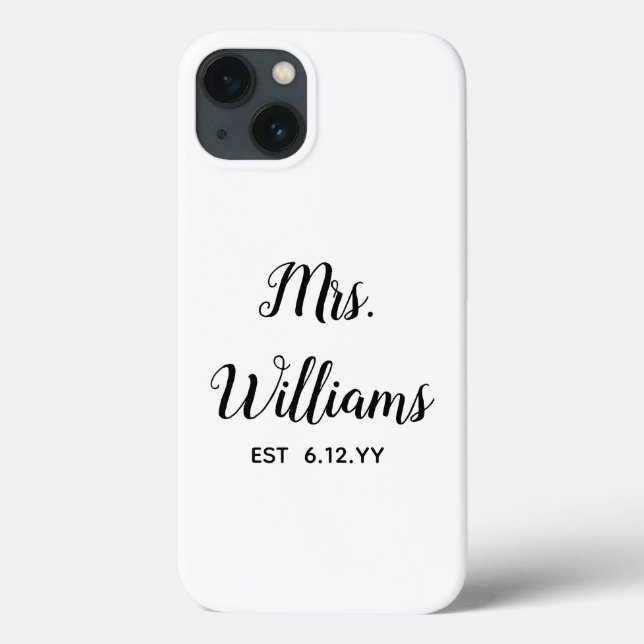 Personalized Mrs Est Your Date Present for Bride Case-Mate iPhone Case (Back)