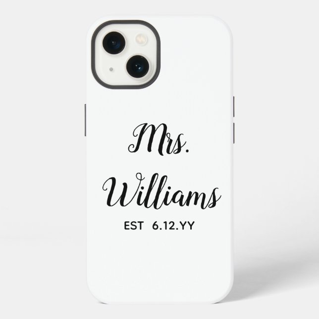 Personalized Mrs Est Your Date Present for Bride iPhone Case (Back)