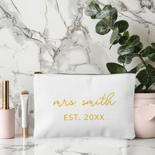 Personalized Mrs Makeup Custom Bride Bridal Party Accessory Pouch