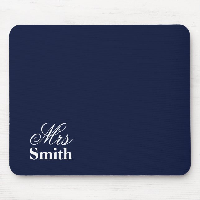 Personalized Mrs Name Navy Mouse Pad (Front)