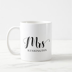 Personalized Mrs Newlywed Bride Typography Coffee Mug