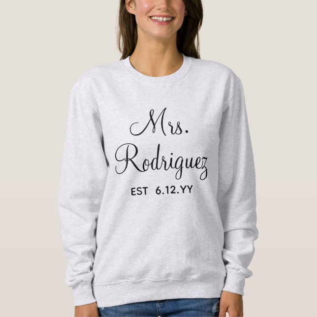 Personalized Mrs Newlywed Custom Gift for Bride Sweatshirt (Front)