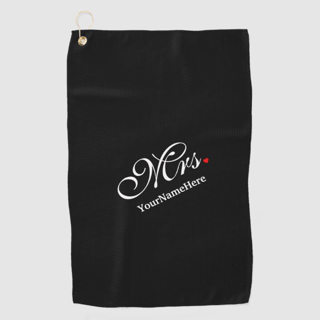 Personalized Mrs. Wife Bride His Hers Newly Weds Golf Towel (Front)