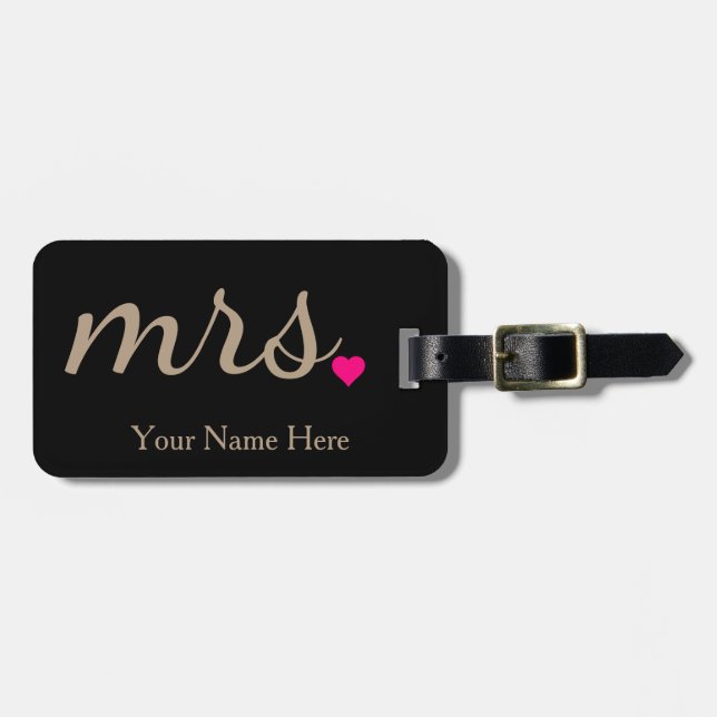Personalized Mrs. Wife Bride Newly Weds Luggage Tag (Front Horizontal)