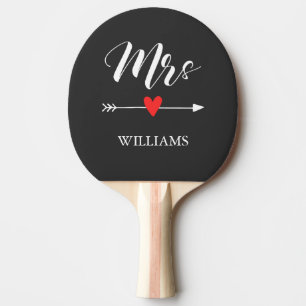 Personalized Mrs. with Heart and Arrow Ping Pong Paddle