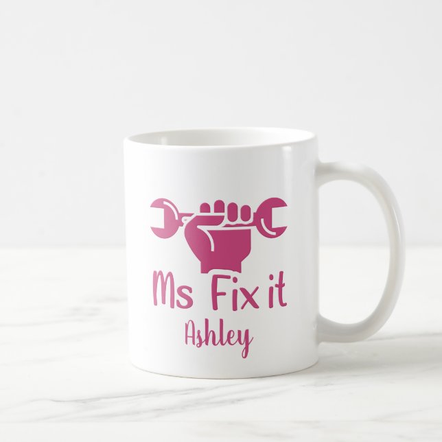 Personalized Ms Fix It Wrench Hand Coffee Mug (Right)