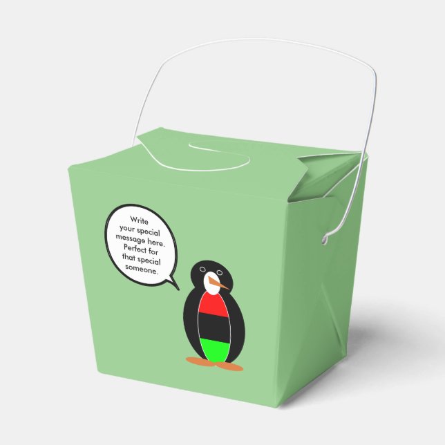 Personalized Ms Penguin African Diaspora Talking Favor Box (Front Side)