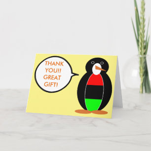 Personalized Ms Penguin African Diaspora Talking Thank You Card