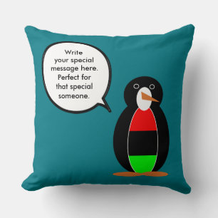 Personalized Ms Penguin African Diaspora Talking Throw Pillow
