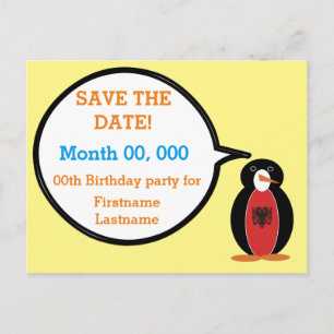 Personalized Ms. Penguin Albania Announcement Postcard