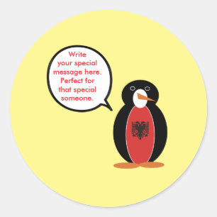 Personalized Ms. Penguin Albania Classic Round Sticker