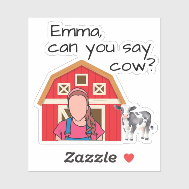 Personalized Ms. Rachel Cow Sticker!  (Sheet)