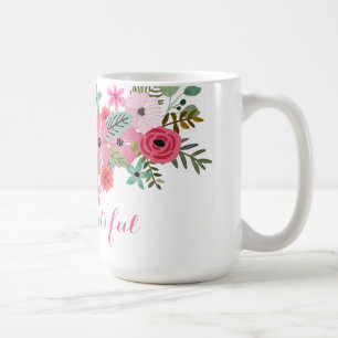 Personalized mug floral modern Hello Beautiful