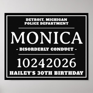 Personalized Mug Shot Signs, Birthday Party Poster