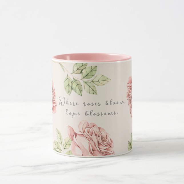 Personalized mug with a rose motif (Center)