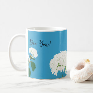 Personalized mug with hydrangeas and bees