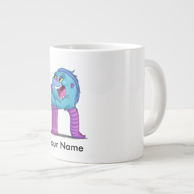 Personalized mug with "R" Monster Character (Front Right)