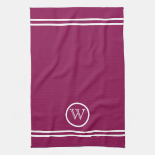 Personalized Mulberry Colour w/ White Lines Kitchen Towel