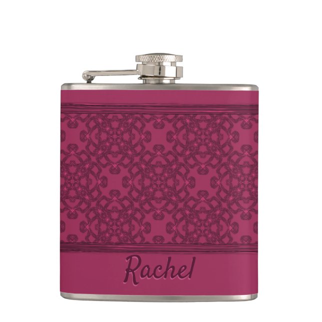Personalized mulberry pattern hip flask (Front)
