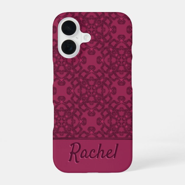 Personalized mulberry pattern iPhone 16 case (Back)
