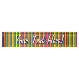 Personalized Multi Colour Rainbow Vertical Stripes Nameplate