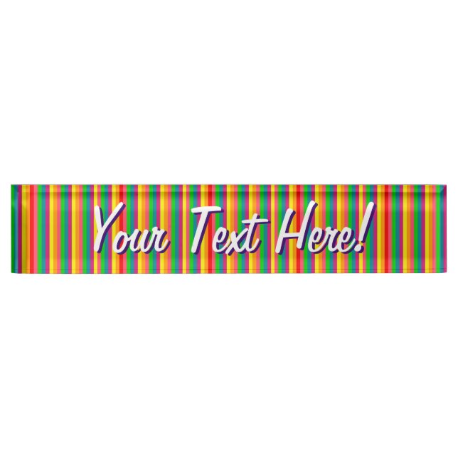 Personalized Multi Colour Rainbow Vertical Stripes Nameplate (Front)