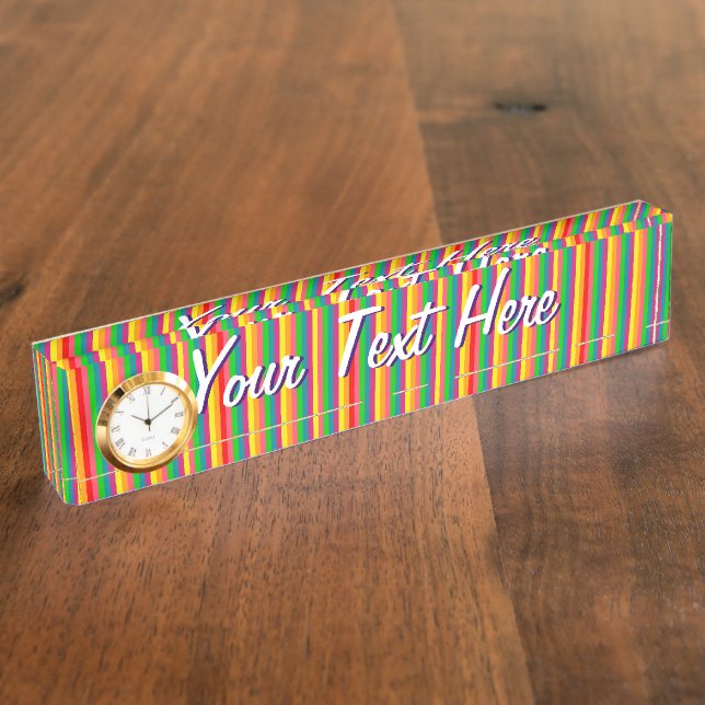 Personalized Multi Colour Rainbow Vertical Stripes Nameplate (Side)
