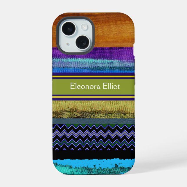 Personalized Multi Colour Stripes  iPhone 15 Case (Back)