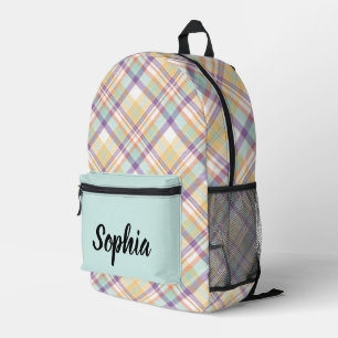 Personalized Multi-Coloured Plaid Printed Backpack