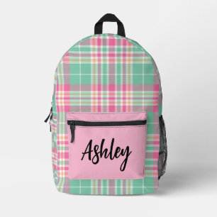 Personalized  Multi-Coloured Plaid  Printed Backpack