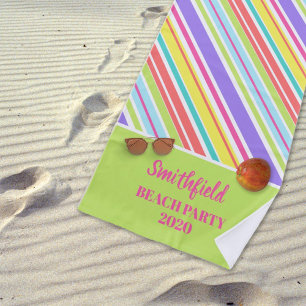 Personalized Multi-coloured Stripes Beach Towel