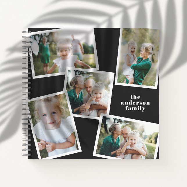 Personalized multi photo black elegant modern notebook (Creator Uploaded)