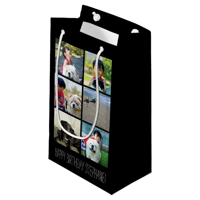 Personalized Multi-Photo Mosaic Picture Collage Small Gift Bag (Front Angled)