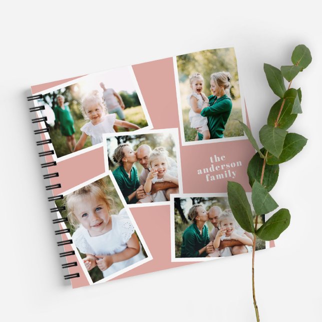 Personalized multi photo pink blush elegant modern notebook (Creator Uploaded)