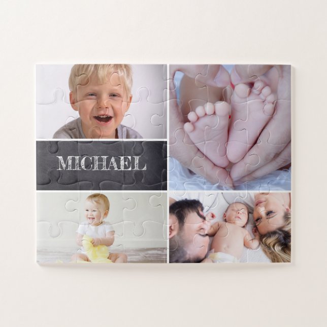 Personalized Multi picture BOY Name Jigsaw Puzzle (Horizontal)