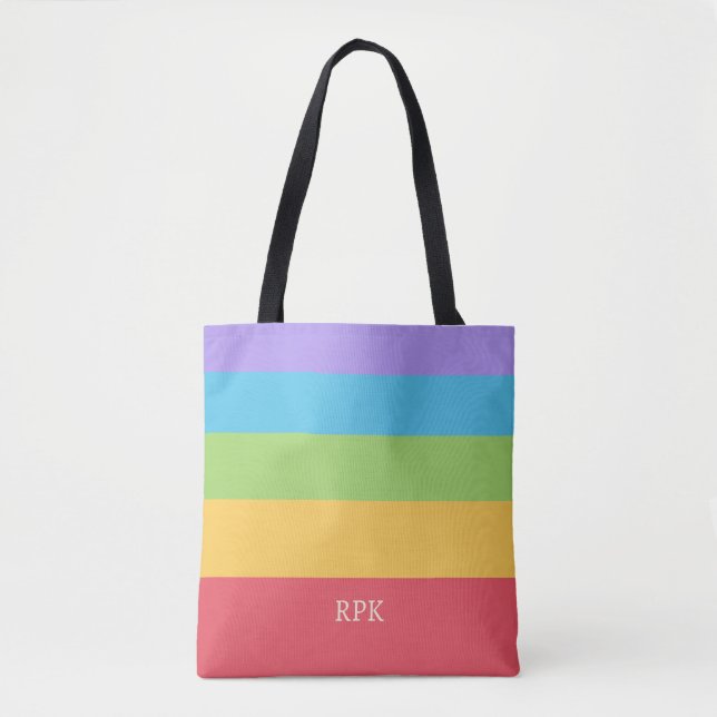 Personalized Multicolor 5 Stripes Tote Bag (Front)